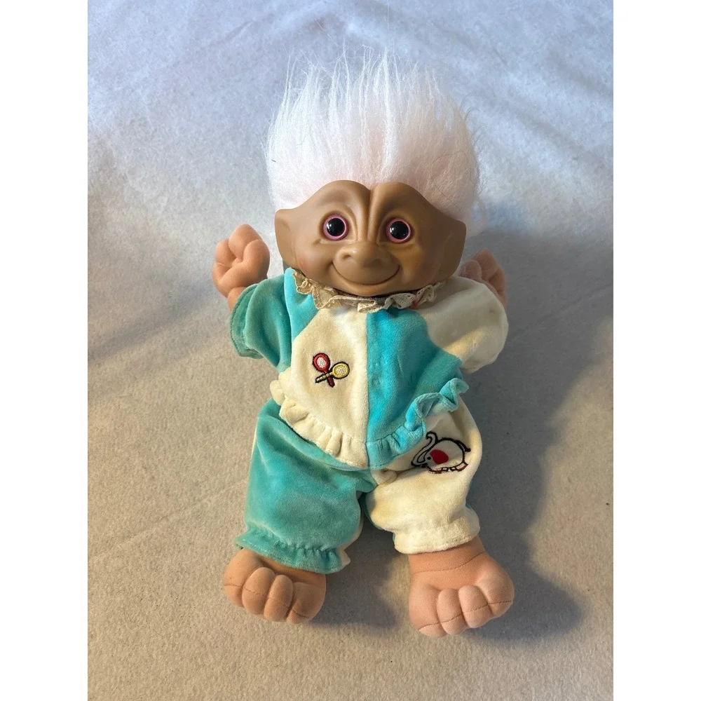 Treasure Trolls 1991 Baby Doll Pink White Blue Outfit Vintage Toy Collectible